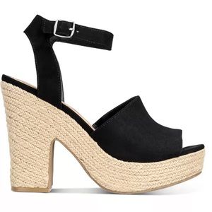 Sun stone black platform espadrille -size 7 1/2